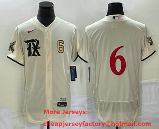Men's Texas Rangers #6 Josh Jung Name Cream 2023 City Connect Flex Base Stitched Baseball Jersey