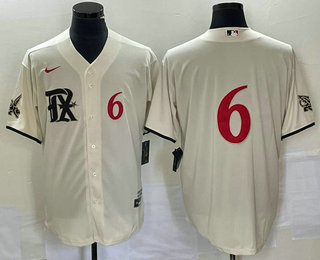 Men's Texas Rangers #6 Josh Jung Number Cream 2023 City Connect Cool Base Stitched Baseball Jersey
