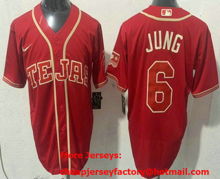 Men's Texas Rangers #6 Josh Jung Red 2026 City Connect Stadium Jersey