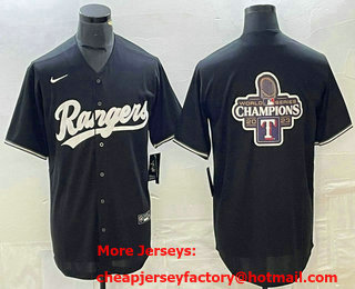 Men's Texas Rangers Blank Black 2023 World Series Champions Cool Base Jersey