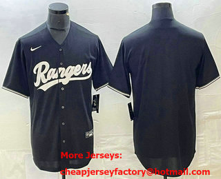 Men's Texas Rangers Blank Black Cool Base Stitched Baseball Jersey
