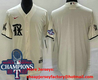 Men's Texas Rangers Blank Cream City 2023 World Series Champions Cool Base Jersey