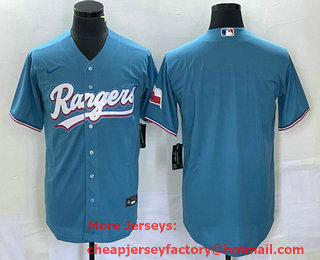 Men's Texas Rangers Blank Light Blue Stitched Cool Base Nike Jersey