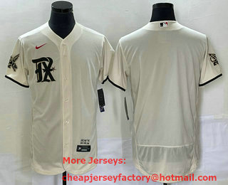 Men's Texas Rangers Blank Number Cream 2023 City Connect Flex Base Stitched Jersey