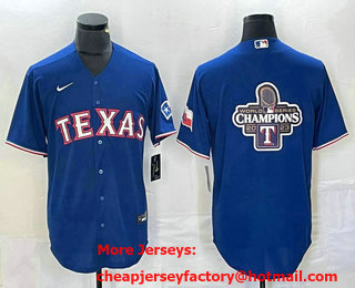 Men's Texas Rangers Blank Royal Team Big Logo Cool Base Jersey