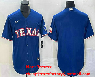Men's Texas Rangers Blank Royal Team Logo Cool Base Jersey