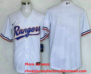 Men's Texas Rangers Blank White Cool Base Jersey