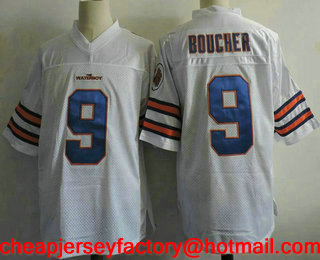 Men's The Movie The Waterboy Adam Sandler #9 Bobby Boucher White Stitched Football Jersey