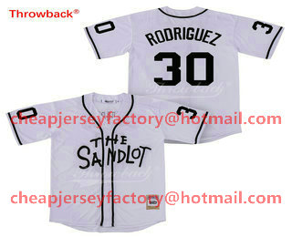 Men's The Sandlot #30 Benny The Jet Rodriguez White Movie Stiched Jersey