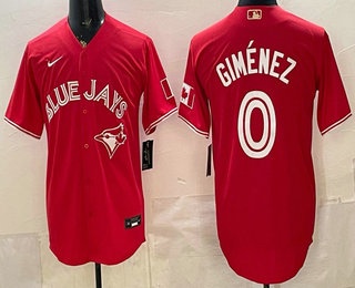 Men's Toronto Blue Jays #0 Andres Gimenez Red Alternate Cool Base Jersey