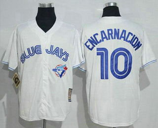 Men's Toronto Blue Jays #10 Edwin Encarnacion White Cool Base Cooperstown Collection Player Jersey