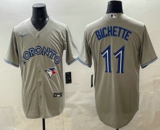 Men's Toronto Blue Jays #11 Bo Bichette Grey Cool Base Jersey