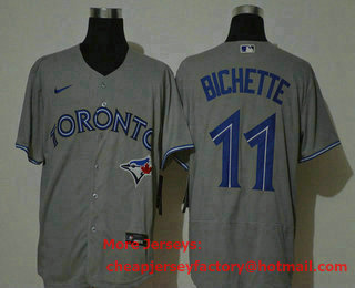 Men's Toronto Blue Jays #11 Bo Bichette Grey Stitched MLB Flex Base Nike Jersey