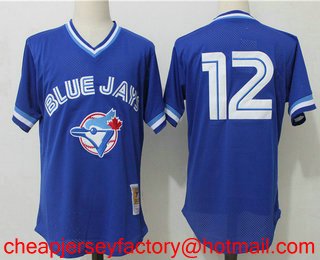 Men's Toronto Blue Jays #12 Roberto Alomar Royal Blue Mesh Batting Practice 1993 Throwback Jersey By Mitchell & Ness