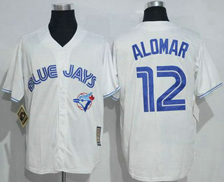 Men's Toronto Blue Jays #12 Roberto Alomar White Cool Base Cooperstown Collection Player Jersey