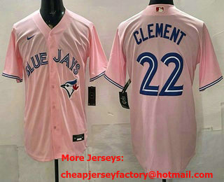 Men's Toronto Blue Jays #22 Ernie Clement Pink Cool Base Jersey