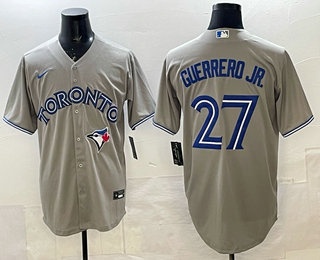 Men's Toronto Blue Jays #27 Vladimir Guerrero Jr Grey Cool Base Jersey