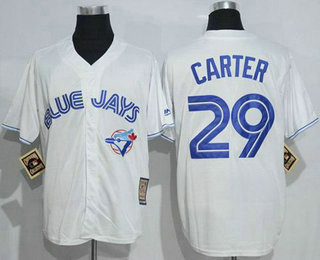 Men's Toronto Blue Jays #29 Joe Carter White Cool Base Cooperstown Collection Player Jersey
