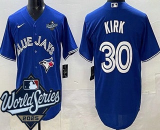 Men's Toronto Blue Jays #30 Alejandro Kirk Blue 2025 World Series Cool Base Jersey
