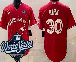 Men's Toronto Blue Jays #30 Alejandro Kirk Red 2025 World Series Cool Base Jersey