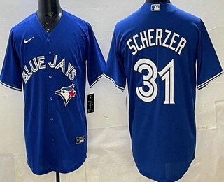 Men's Toronto Blue Jays #31 Max Scherzer Blue Cool Base Jersey