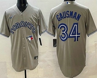 Men's Toronto Blue Jays #34 Kevin Gausman Gray Cool Base Jersey