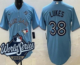 Men's Toronto Blue Jays #38 Nathan Lukes Light Blue 2025 World Series Cool Base Jersey