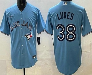 Men's Toronto Blue Jays #38 Nathan Lukes Light Blue Cool Base Jersey