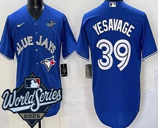 Men's Toronto Blue Jays #39 Trey Yesavage Blue 2025 World Series Cool Base Jersey
