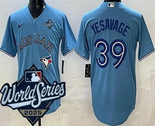 Men's Toronto Blue Jays #39 Trey Yesavage Light Blue 2025 World Series Cool Base Jersey