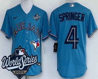 Men's Toronto Blue Jays #4 George Springer Light Blue 2025 World Series Cool Base Jersey