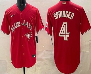 Men's Toronto Blue Jays #4 George Springer Red Cool Base Jersey