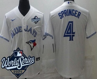 Men's Toronto Blue Jays #4 George Springer White 2025 World Series Cool Base Jersey