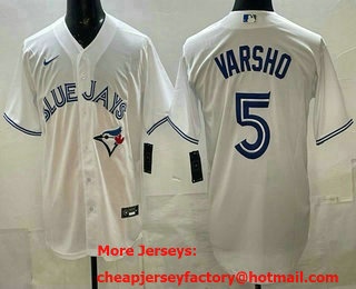 Men's Toronto Blue Jays #5 Daulton Varsho White Cool Base Jersey
