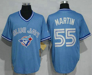 Men's Toronto Blue Jays #55 Russell Martin Light Blue Pullover Cool Base Cooperstown Collection Jersey