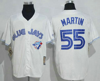 Men's Toronto Blue Jays #55 Russell Martin White Cool Base Cooperstown Collection Player Jersey