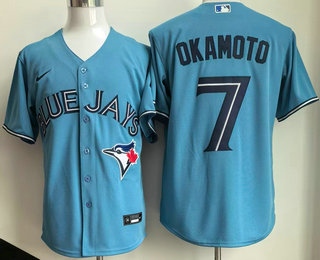 Men's Toronto Blue Jays #7 Kazuma Okamoto Light Blue Cool Base Jersey