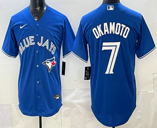 Men's Toronto Blue Jays #7 Kazuma Okamoto Royal Blue Cool Base Jersey