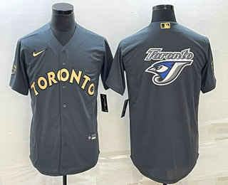 Men's Toronto Blue Jays Big Logo Grey 2022 All Star Stitched Cool Base Nike Jersey