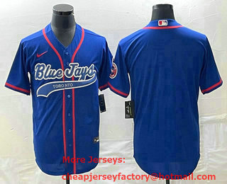 Men's Toronto Blue Jays Blank Blue Cool Base Stitched Baseball Jersey