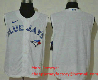 Men's Toronto Blue Jays Blank White 2020 Cool and Refreshing Sleeveless Fan Stitched MLB Nike Jersey