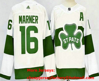 Men's Toronto Maple Leafs #16 Mitch Marner White St Patricks Authentic Jersey