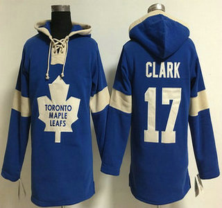 Men's Toronto Maple Leafs #17 Wendel Clark Old Time Hockey 2014 Royal Blue Hoodie