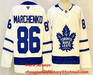 Men's Toronto Maple Leafs #86 Kirill Marchenko White 2026 Authentitc Jersey
