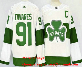 Men's Toronto Maple Leafs #91 John Tavares White St Patricks Authentic Jersey