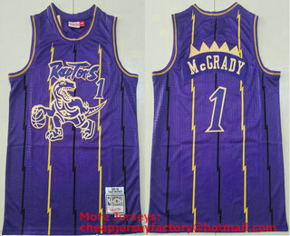 Men's Toronto Raptors #1 Tracy McGrady 1998-99 Purple Hardwood Classics Soul Swingman Throwback Jersey