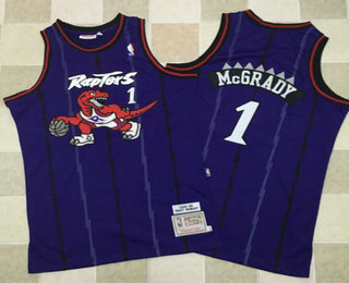 Men's Toronto Raptors #1 Tracy McGrady 1998-99 Purple Hardwood Classics Soul AU Throwback Jersey