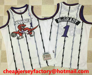 Men's Toronto Raptors #1 Tracy McGrady 1998-99 White Hardwood Classics Soul AU Throwback Jersey