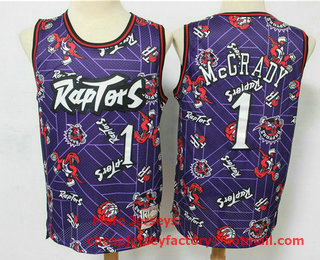 Men's Toronto Raptors #1 Tracy McGrady Purple Tear Up Pack Mitchell & Ness Swingman Jeresy