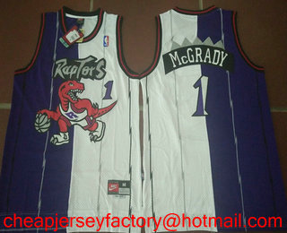 Men's Toronto Raptors #1 Tracy McGrady Purple White Two Tone Stitched NBA Hardwood Classic Swingman Jersey